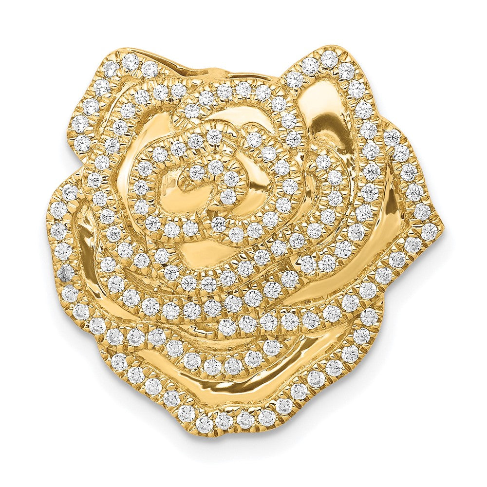 14K Gelbgold Echt Diamant 1/2ct. Fantasie Blume Kette Anhänger