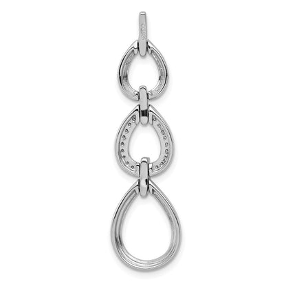 14K Weißgold Anhänger mit 0,125 ct. echtem Diamant, ausgefallene Tropfenform, baumelnd