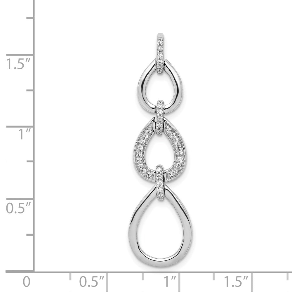 14K Weißgold Anhänger mit 0,125 ct. echtem Diamant, ausgefallene Tropfenform, baumelnd