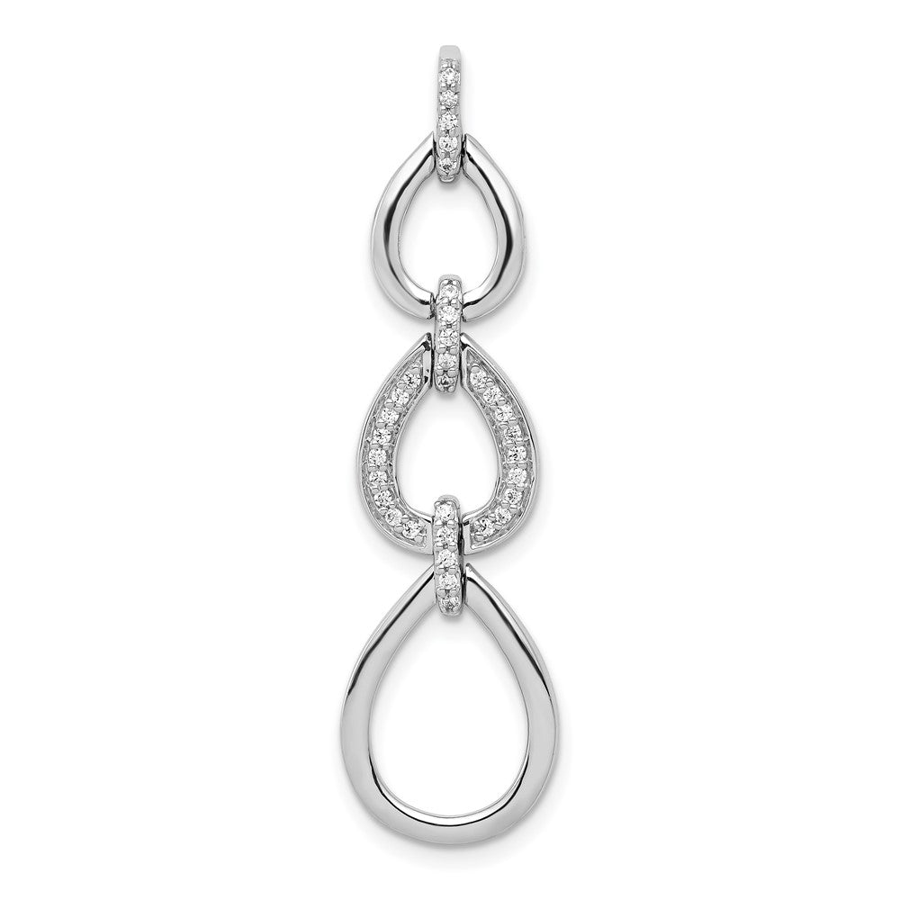 14K Weißgold Anhänger mit 0,125 ct. echtem Diamant, ausgefallene Tropfenform, baumelnd