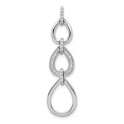 14K Weißgold Anhänger mit 0,125 ct. echtem Diamant, ausgefallene Tropfenform, baumelnd