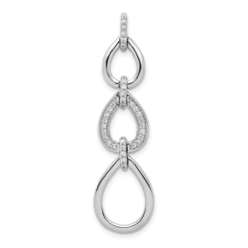 14K Weißgold Anhänger mit 0,125 ct. echtem Diamant, ausgefallene Tropfenform, baumelnd