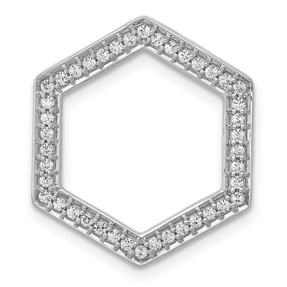 14K Weißgold 1/4ct. Echt Diamant Fantasie Hexagon Kette Anhänger