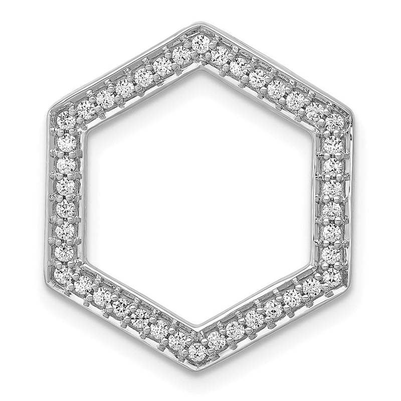 14K Weißgold 1/4ct. Echt Diamant Fantasie Hexagon Kette Anhänger