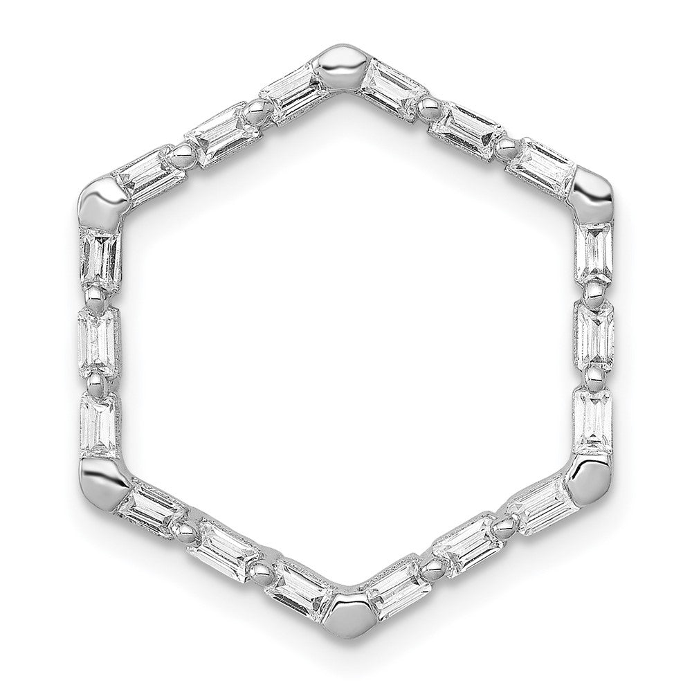 14K Weißgold 1/4ct. Echt Diamant Fantasie Hexagon Kette Anhänger