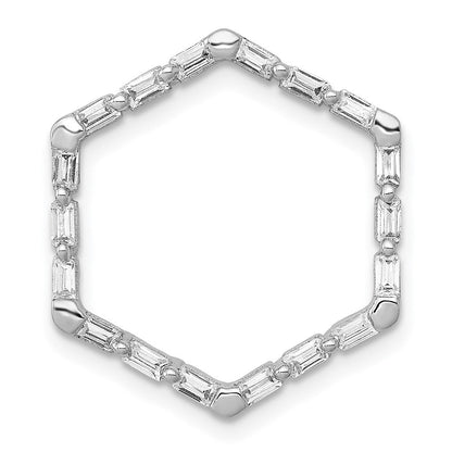 14K Weißgold 1/4ct. Echt Diamant Fantasie Hexagon Kette Anhänger