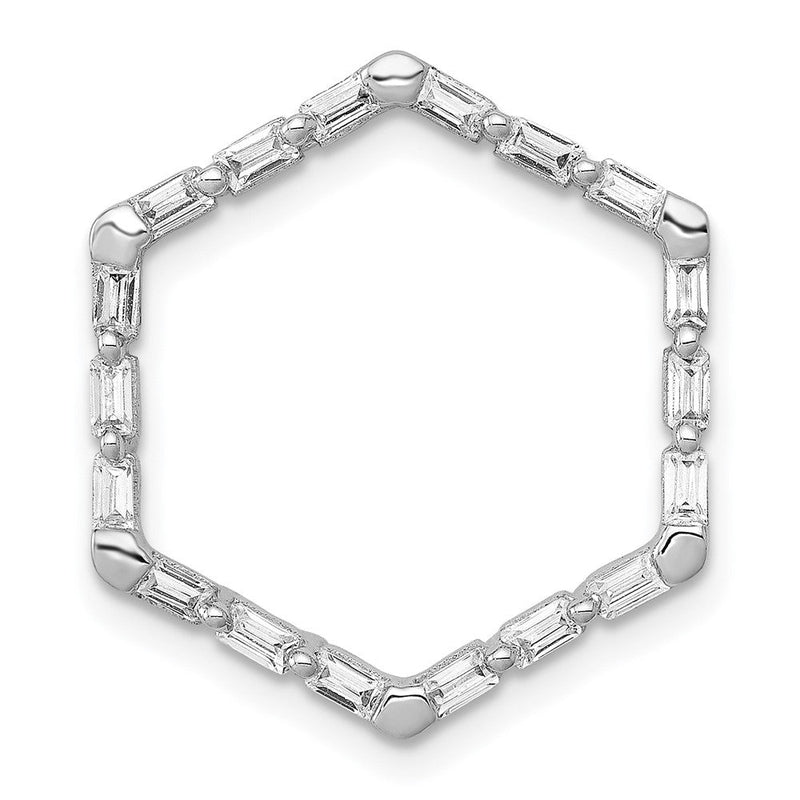 14K Weißgold 1/4ct. Echt Diamant Fantasie Hexagon Kette Anhänger