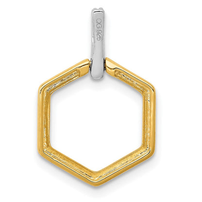 14 Karat Bicolor Gold Anhänger Sechseck Fancy mit 0,05 ct. echtem Diamant
