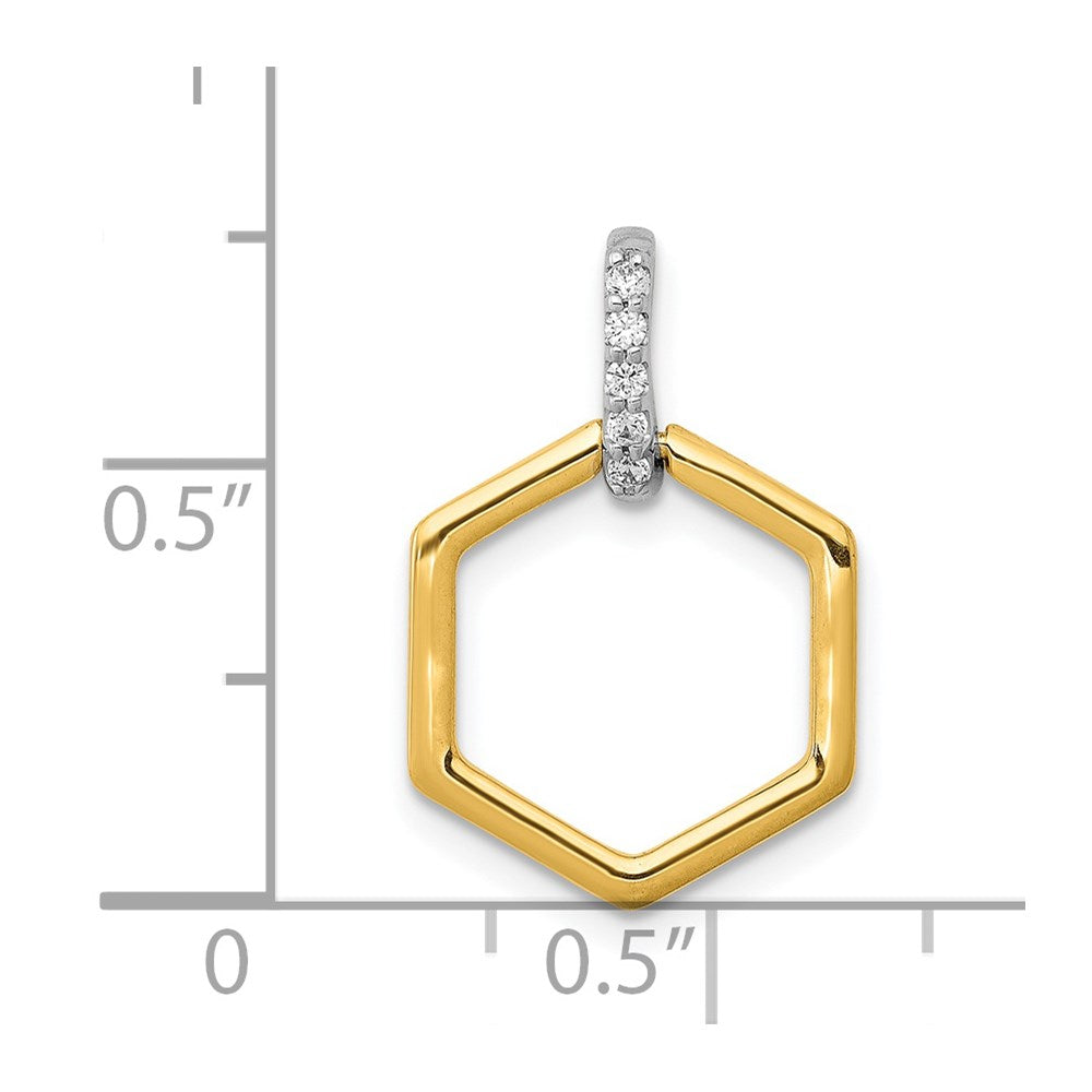 14 Karat Bicolor Gold Anhänger Sechseck Fancy mit 0,05 ct. echtem Diamant