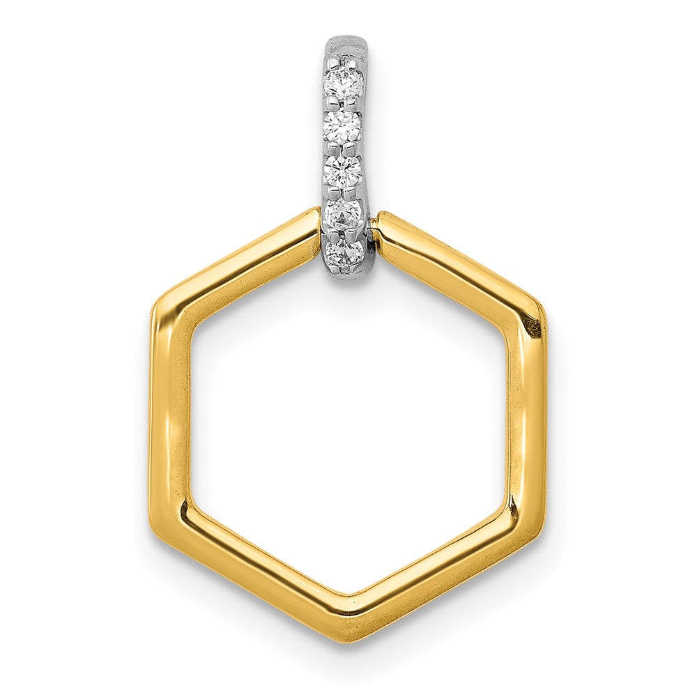 14 Karat Bicolor Gold Anhänger Sechseck Fancy mit 0,05 ct. echtem Diamant
