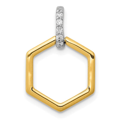 14 Karat Bicolor Gold Anhänger Sechseck Fancy mit 0,05 ct. echtem Diamant