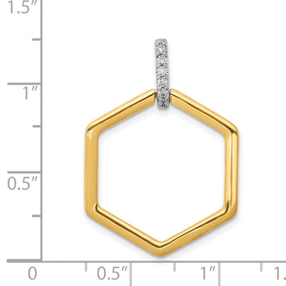 14 Karat Bicolor Gold Anhänger mit 0,067 ct. echtem Diamant in Fancy-Sechseckform