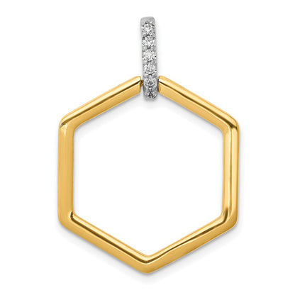 14 Karat Bicolor Gold Anhänger mit 0,067 ct. echtem Diamant in Fancy-Sechseckform