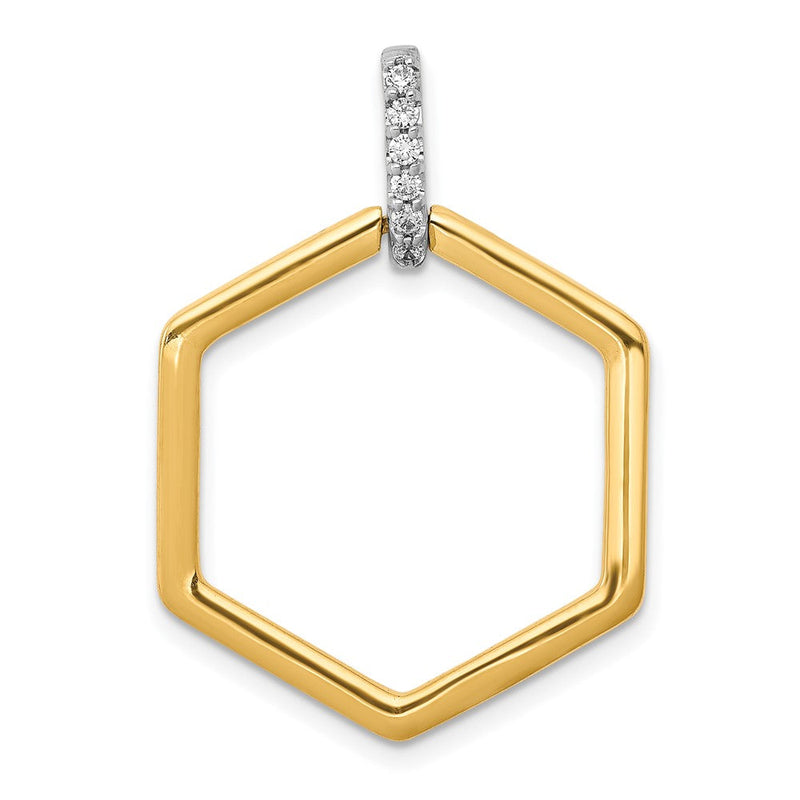 14 Karat Bicolor Gold Anhänger mit 0,067 ct. echtem Diamant in Fancy-Sechseckform