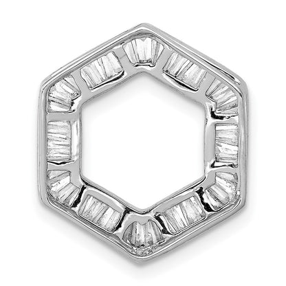 14K Weißgold 1/2ct. Echt Diamant Fantasie Hexagon Kette Anhänger