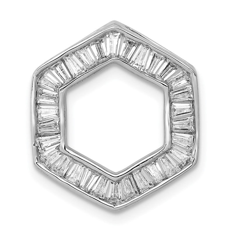14K Weißgold 1/2ct. Echt Diamant Fantasie Hexagon Kette Anhänger