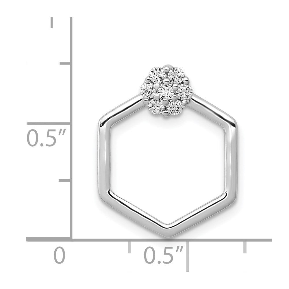 14K Weißgold 1/5ct. Echt Diamant Fantasie Hexagon Kette Anhänger