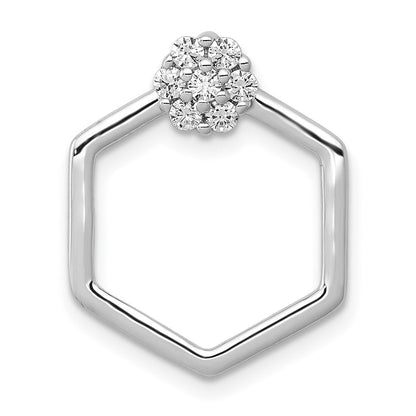 14K Weißgold 1/5ct. Echt Diamant Fantasie Hexagon Kette Anhänger
