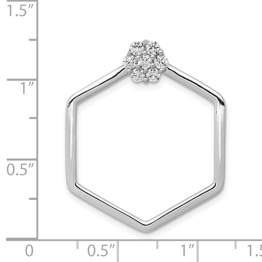 14K Weißgold 1/3ct. Echt Diamant Fantasie Hexagon Kette Anhänger