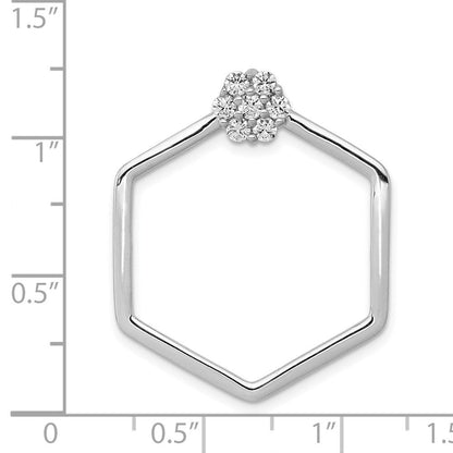 14K Weißgold 1/3ct. Echt Diamant Fantasie Hexagon Kette Anhänger