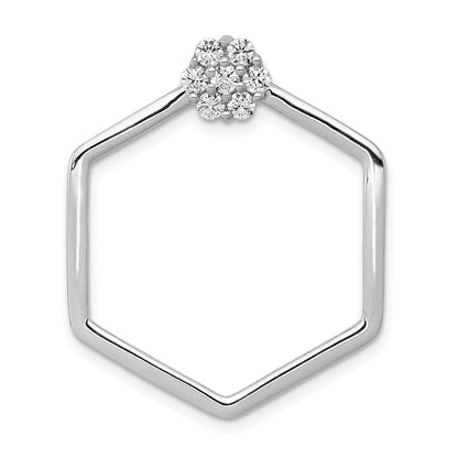 14K Weißgold 1/3ct. Echt Diamant Fantasie Hexagon Kette Anhänger
