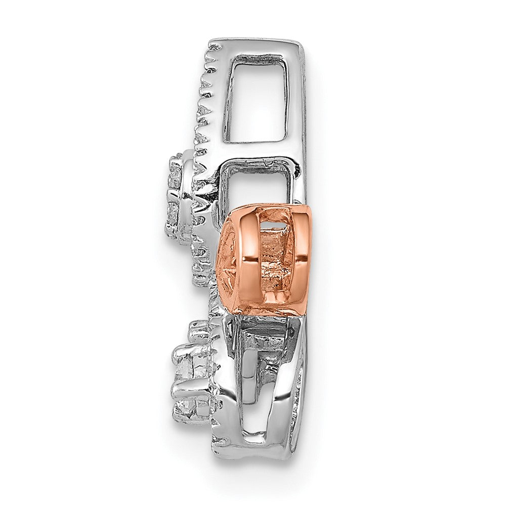 14K Rose & Weißgold 1/4ct. Echt Diamant Fantasie Blatt Kette Anhänger
