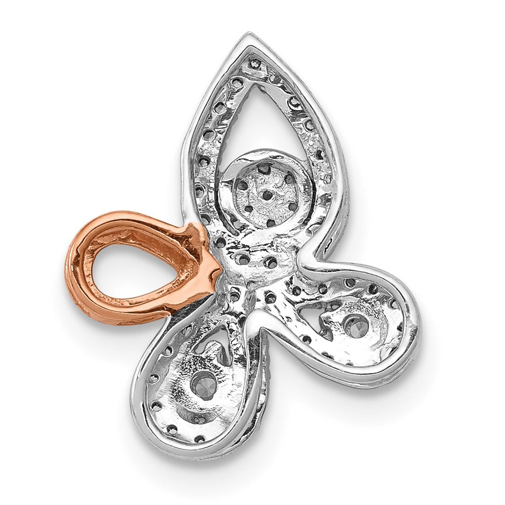 14K Rose & Weißgold 1/4ct. Echt Diamant Fantasie Blatt Kette Anhänger