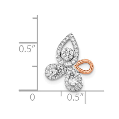 14K Rose & Weißgold 1/4ct. Echt Diamant Fantasie Blatt Kette Anhänger