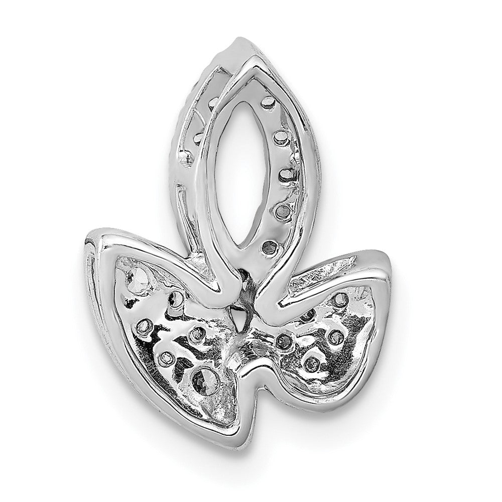 14K Weißgold 1/4ct. Echt Diamant Fantasie Blatt Kette Anhänger