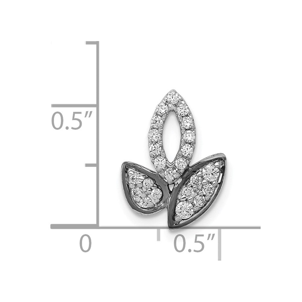 14K Weißgold 1/4ct. Echt Diamant Fantasie Blatt Kette Anhänger