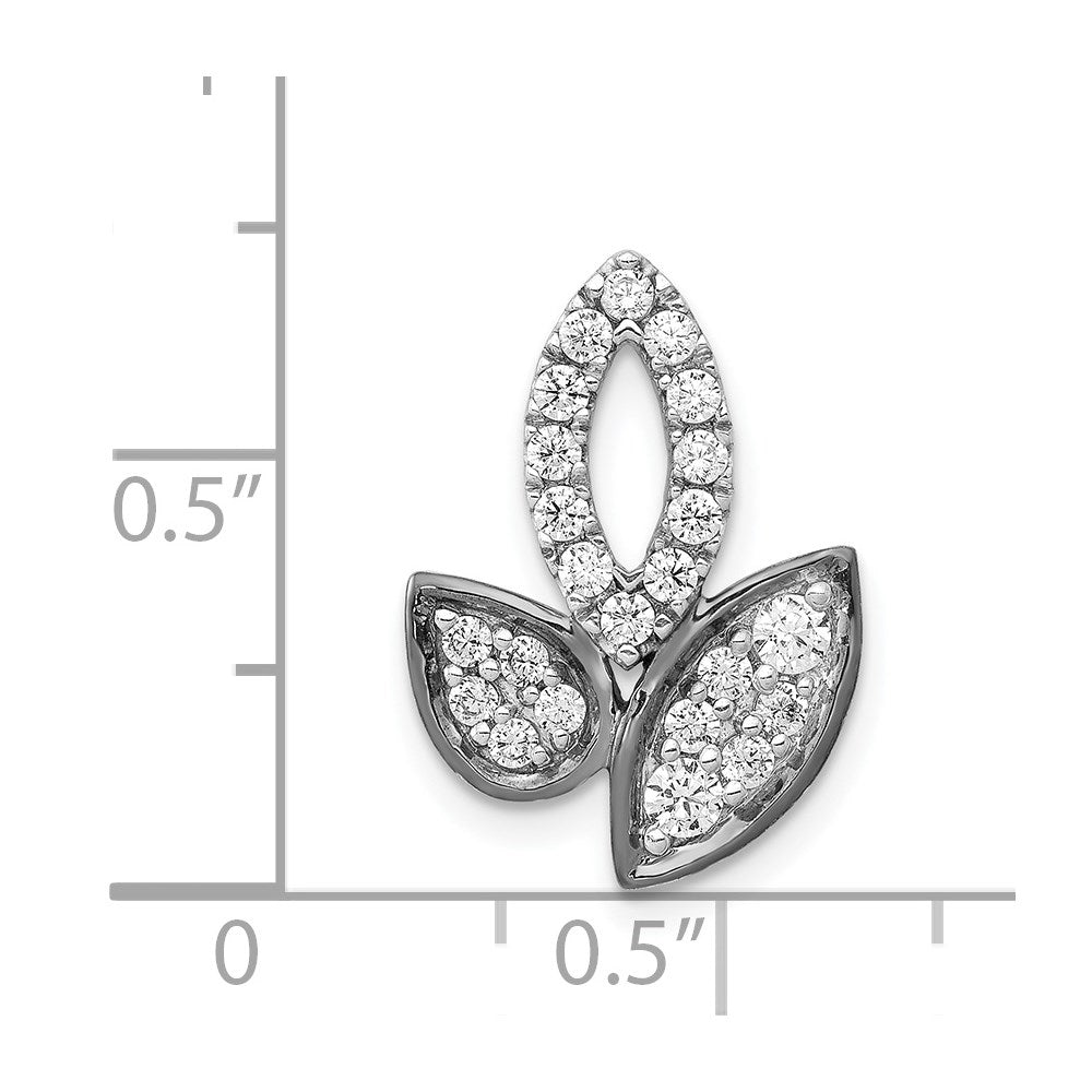 14K Weißgold 1/2ct. Echt Diamant Fantasie Blatt Kette Anhänger