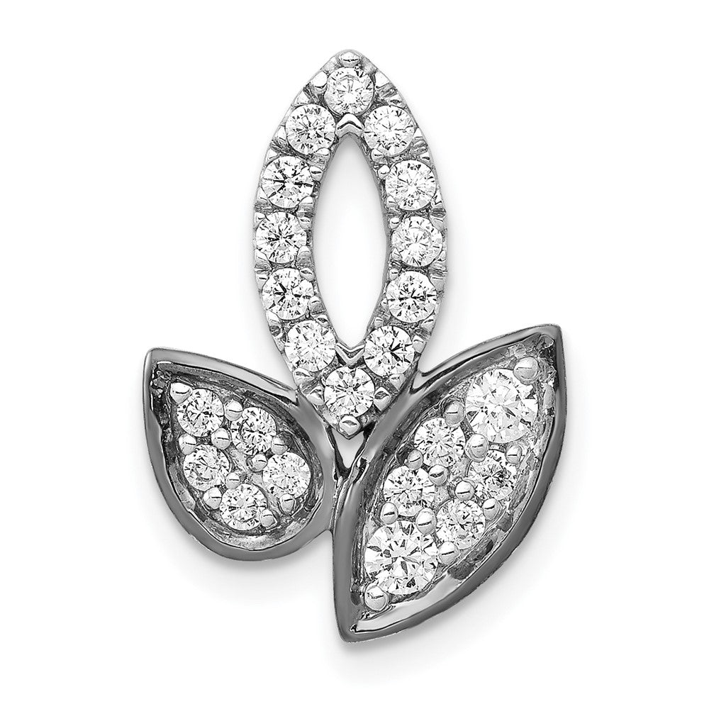 14K Weißgold 1/2ct. Echt Diamant Fantasie Blatt Kette Anhänger