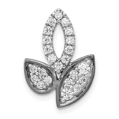 14K Weißgold 1/2ct. Echt Diamant Fantasie Blatt Kette Anhänger