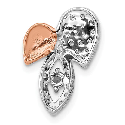 14K Rose & Weißgold 1/3ct. Echt Diamant Fantasie Blatt Kette Anhänger