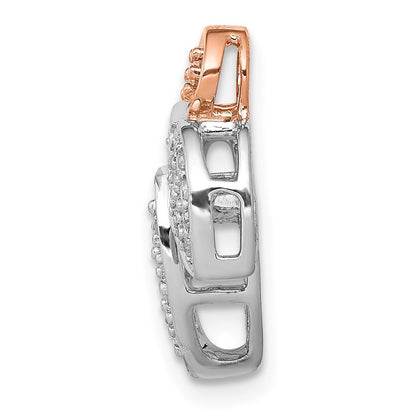 14K Rose & Weißgold 1/4ct. Echt Diamant Fantasie Blatt Kette Anhänger