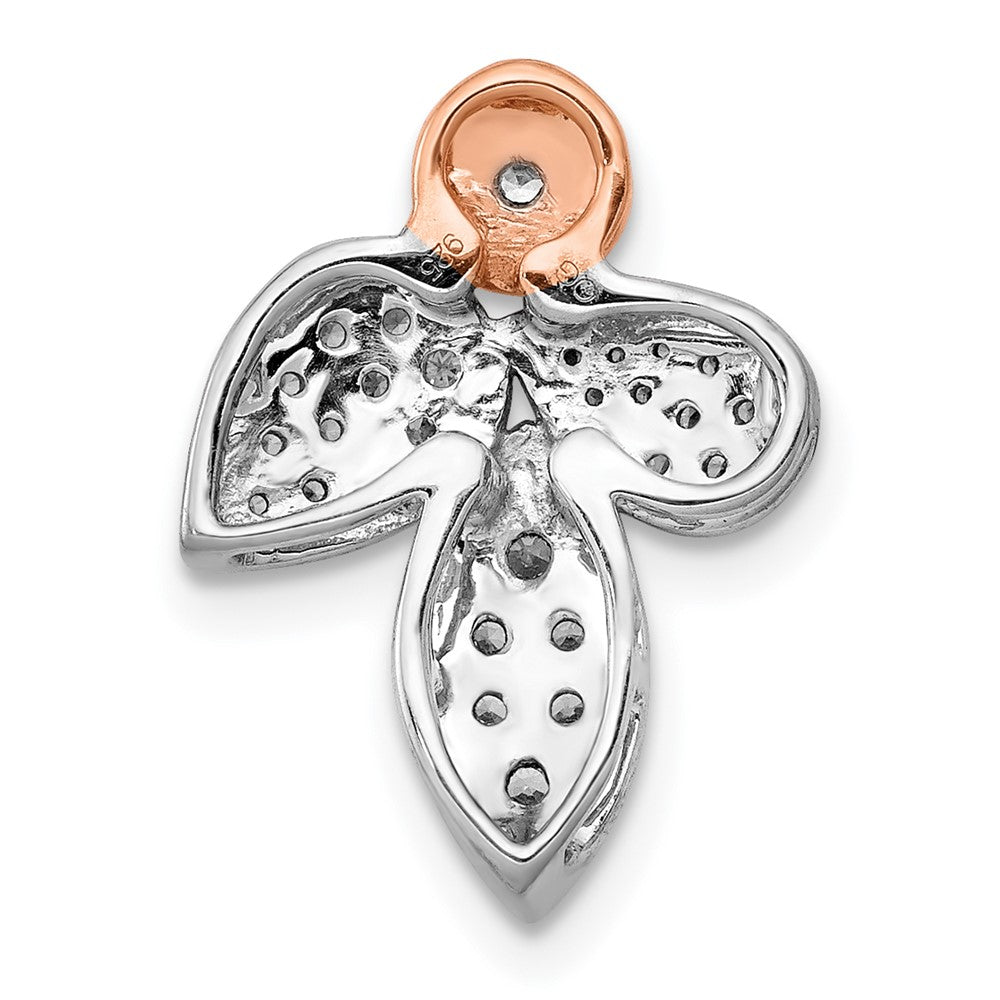 14K Rose & Weißgold 1/4ct. Echt Diamant Fantasie Blatt Kette Anhänger