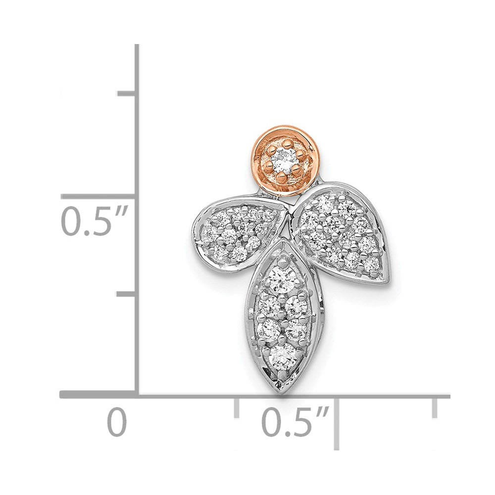 14K Rose & Weißgold 1/4ct. Echt Diamant Fantasie Blatt Kette Anhänger