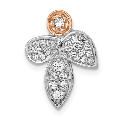 14K Rose & Weißgold 1/4ct. Echt Diamant Fantasie Blatt Kette Anhänger