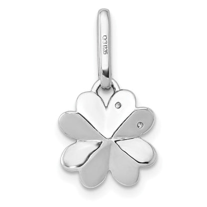 14 Karat Weißgold Kleeblatt-Anhänger mit vierblättrigem Kleeblatt und 0,067 ct. echtem Diamant