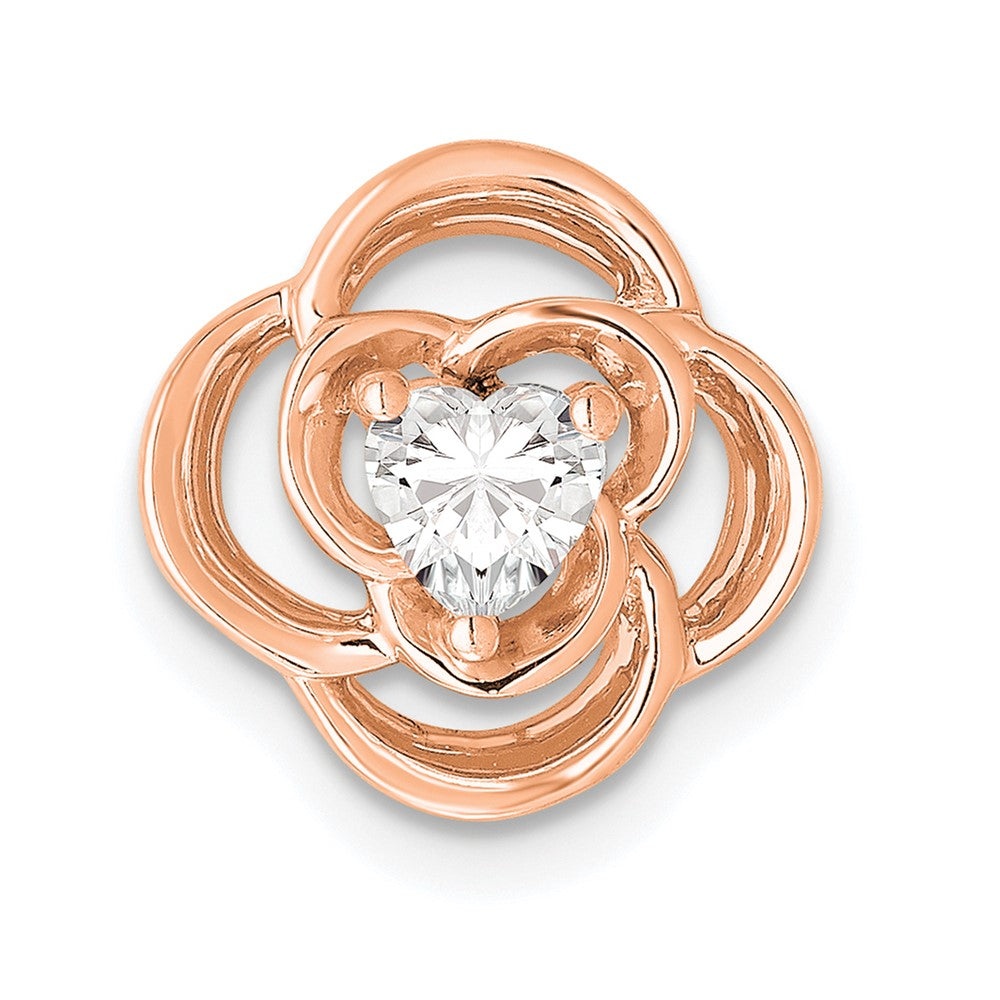 14K Roségold Blumen-Kettenanhänger mit 0,25 ct. im Labor gezüchteten Diamanten VS/SI+ G+
