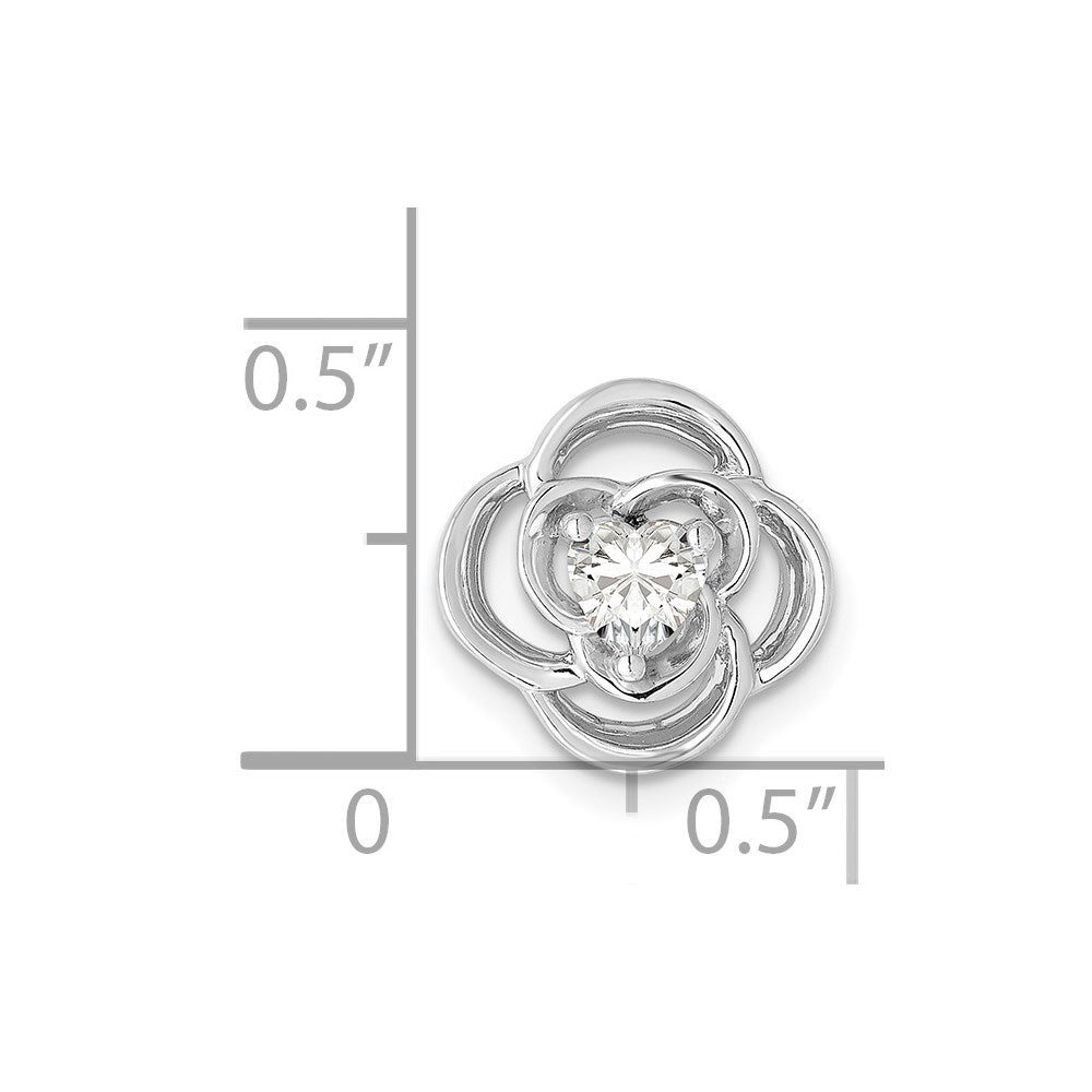 14K Weißgold Echt Diamant Blume Kette Anhänger