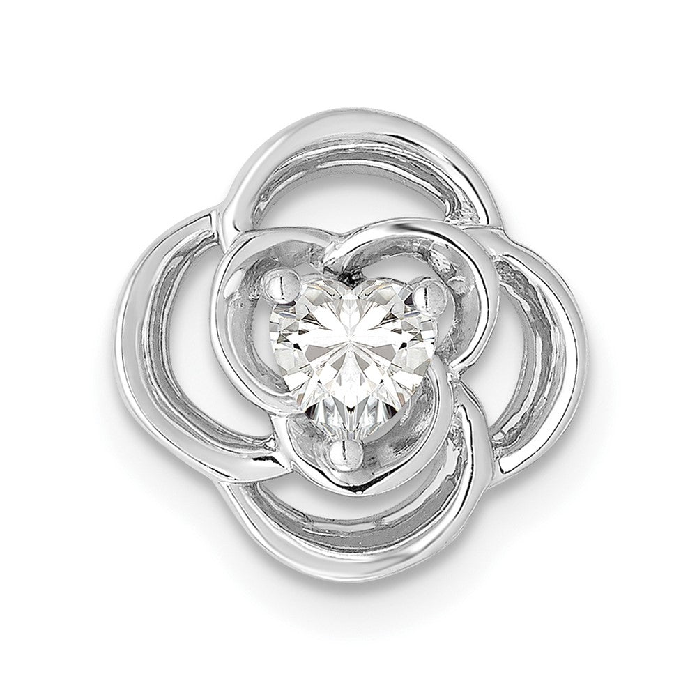 14K Weißgold Gleitanhänger „Blume" an Kette mit 0,25 ct. im Labor gezüchteten Diamanten VS/SI+ G+
