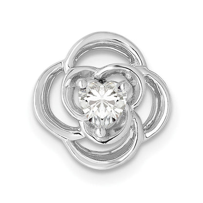 14K Weißgold Gleitanhänger „Blume" an Kette mit 0,25 ct. im Labor gezüchteten Diamanten VS/SI+ G+