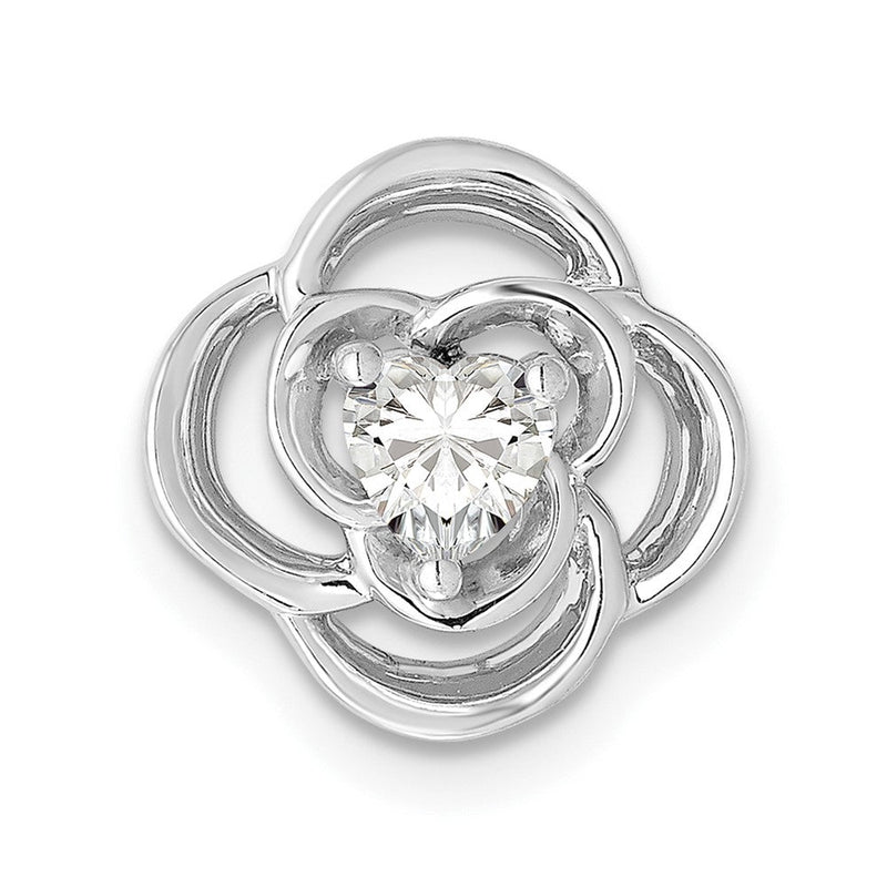 14K Weißgold Gleitanhänger „Blume" an Kette mit 0,25 ct. im Labor gezüchteten Diamanten VS/SI+ G+