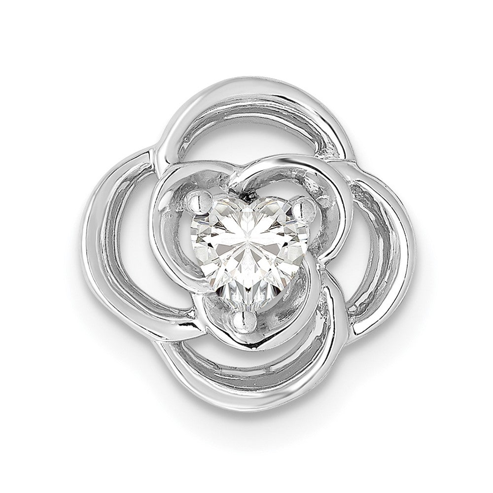 14K Weißgold Echt Diamant Blume Kette Anhänger