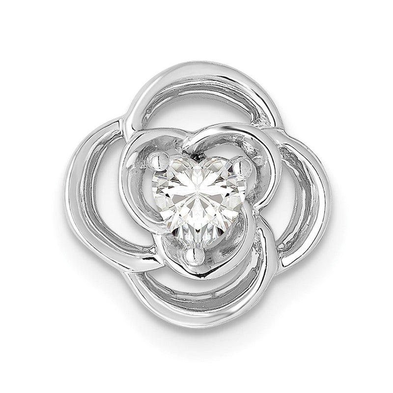 14K Weißgold Echt Diamant Blume Kette Anhänger