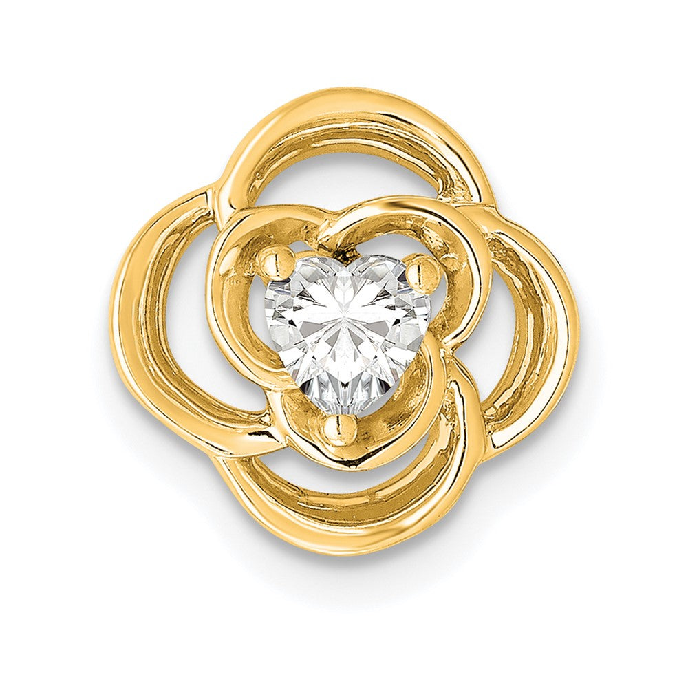 14K Gelbgold 0,25 ct. Laborgezüchteter Diamant VS/SI+ G+ Blüten-Kettengleitanhänger