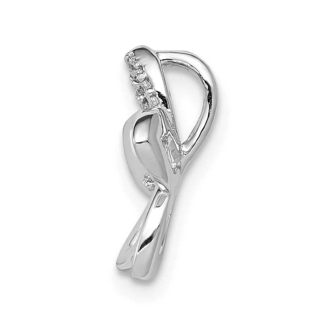 14K Weißgold 1/20ct. Echt Diamant Blume Kette Anhänger