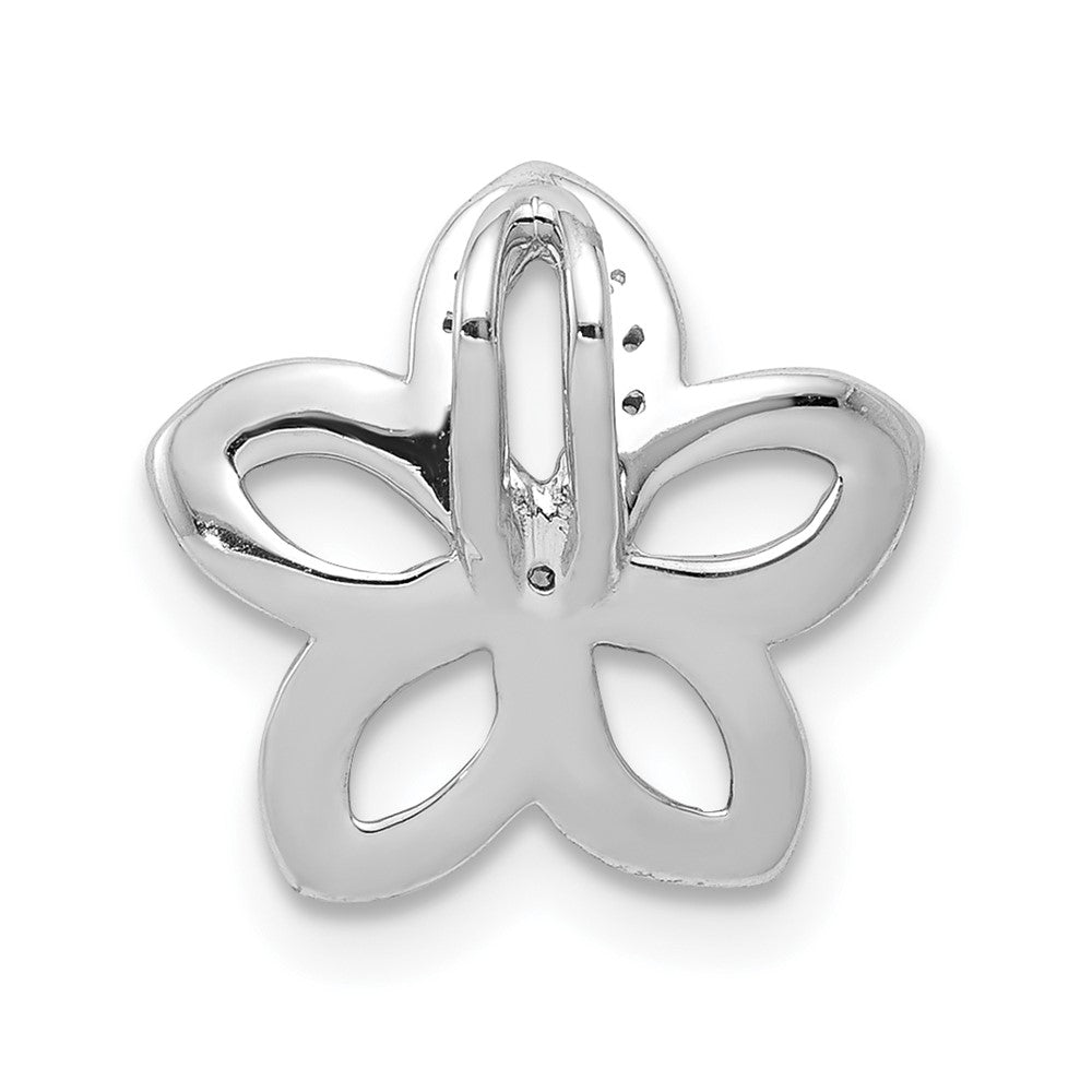 14K Weißgold 1/20ct. Echt Diamant Blume Kette Anhänger