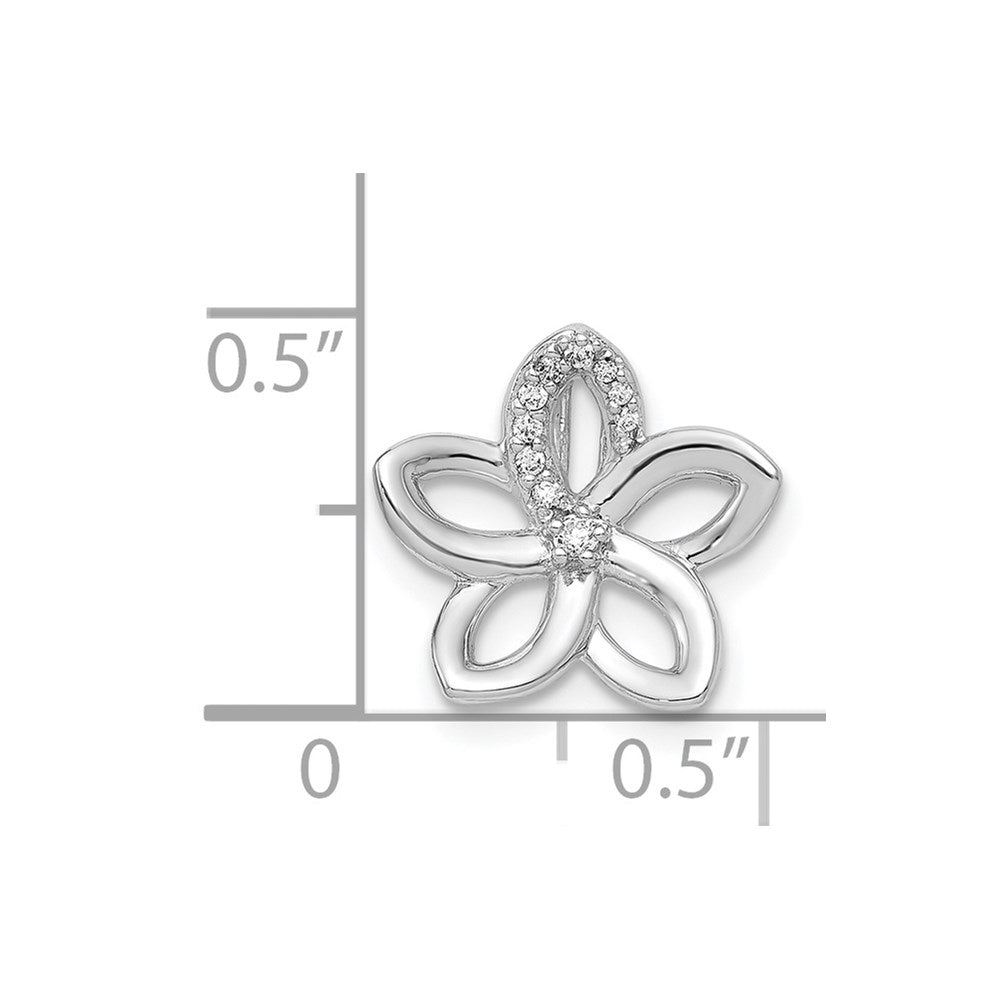 14K Weißgold 1/20ct. Echt Diamant Blume Kette Anhänger